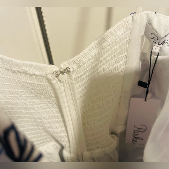 NWT! PARKER 'Jacquel' ~ White & Blue Floral Pleated A-Line
Party Dress, Sz Small - Picture 5 of 14